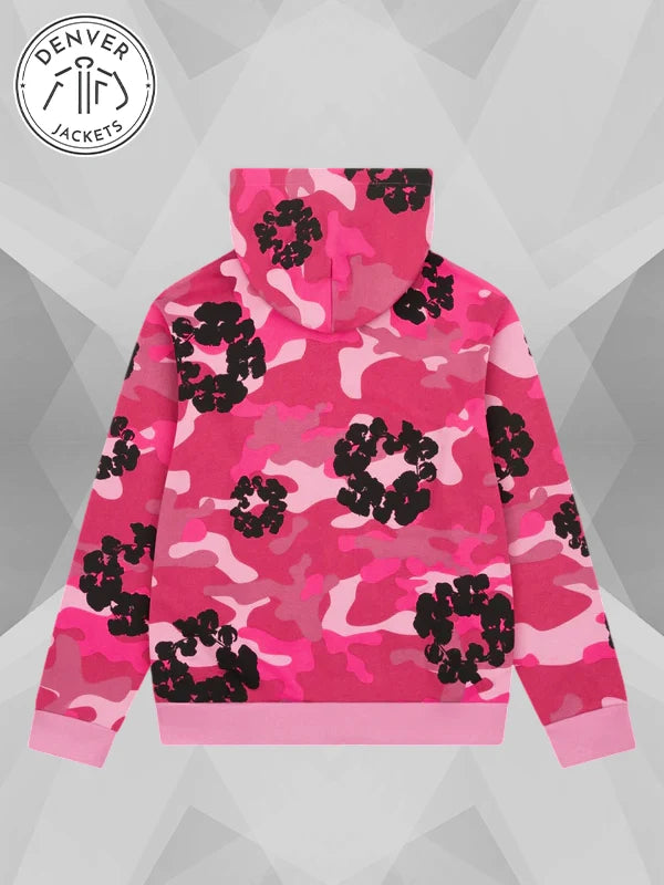 Denim Tears Pink Camo Cotton Wreath Zip-up Hoodie