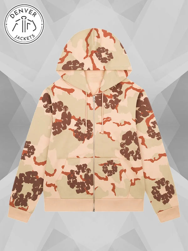 Denim Tears Tan Camo Cotton Wreath Zip-up Hoodie