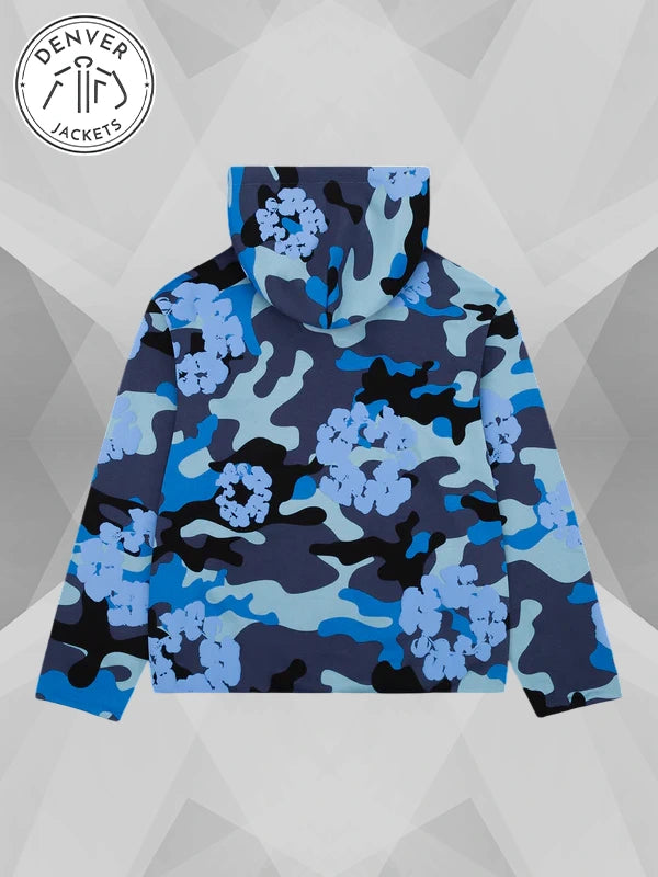 Denim Tears Blue Camo Cotton Wreath Zip-up Hoodie Back