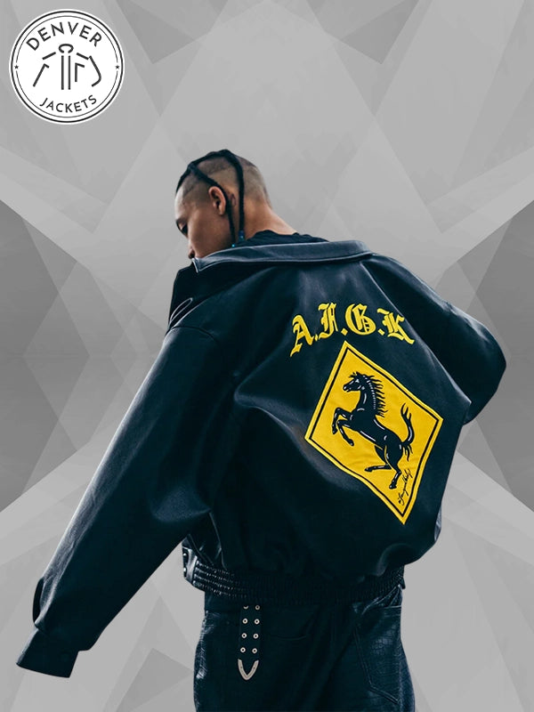 Doncare AFGK Ferrari Racing Leather Jacket Black
