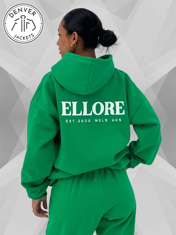 Ellore Midnight Boxy Oversized Hoodie Green