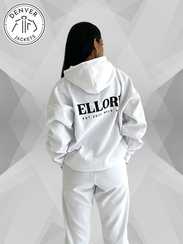 Ellore Midnight Boxy Oversized Hoodie White