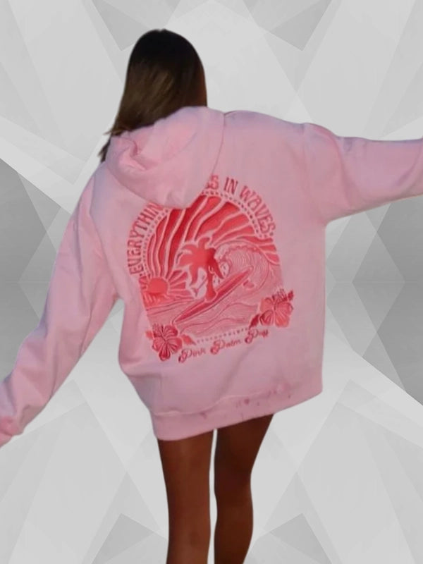 Everything Comes In Waves PPP Pink Hoodie