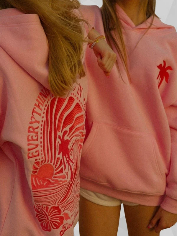 Everything Comes In Waves Pink Hoodie PPP