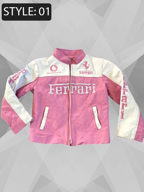 Ferrari Pink Leather Racing Jacket