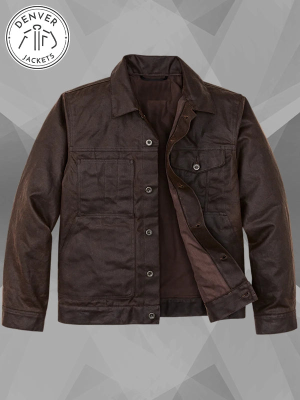 Filson Tin Cloth Short Lined Cruiser Jacket Dark Brown