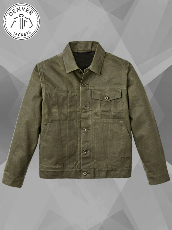 Filson Tin Cloth Short Lined Cruiser Jacket Green