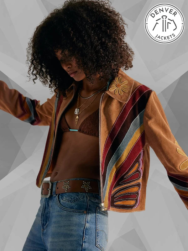 Free People Butterfly Brown Suede Leather Jacket