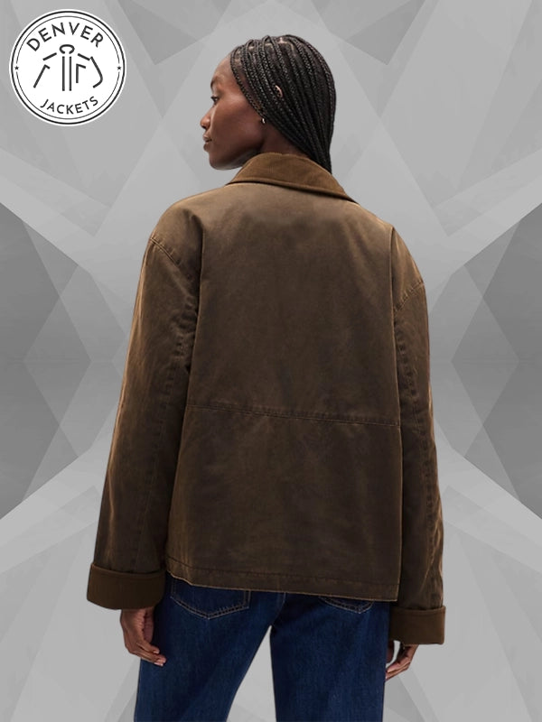 GAP Brown Waxed Cotton Barn Jacket