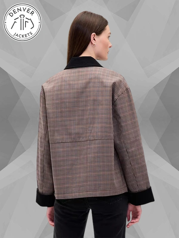 GAP Corduroy Collar Plaid Barn Jacket