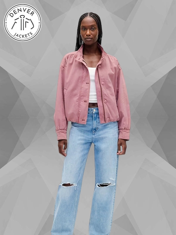 GAP Twill Bubble Pink Jacket For Sale