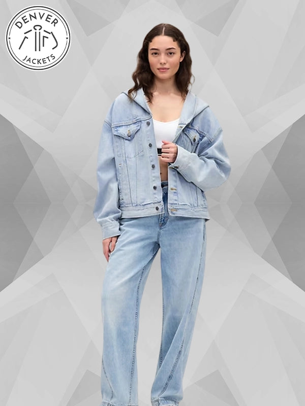 Gap Beis Hooded Denim Jacket Blue