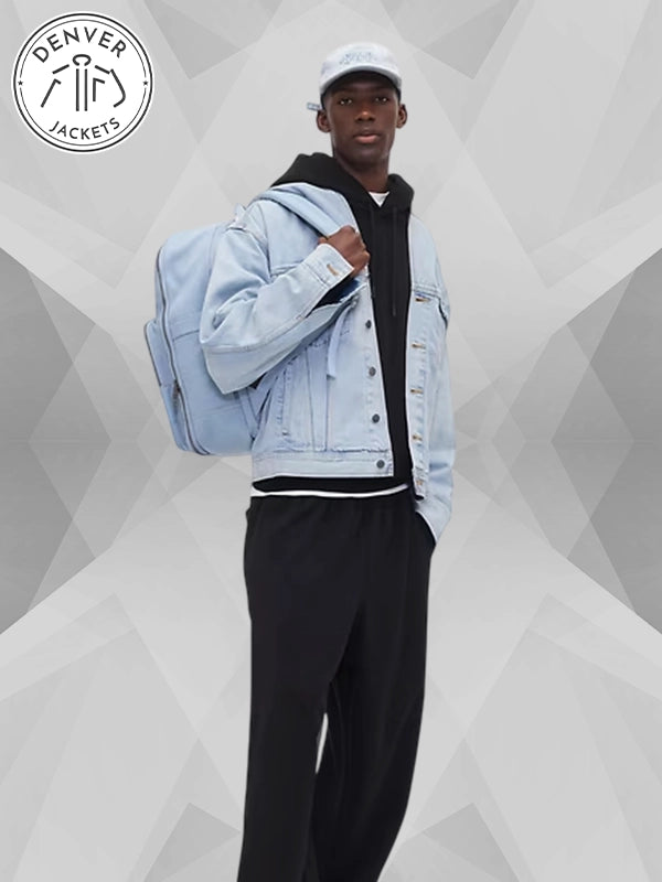 Gap Beis Oversized Hooded Denim Jacket Blue