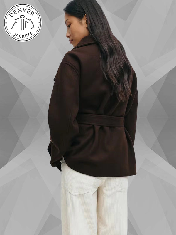 Gina Tricot High Neck Short Brown Jacket