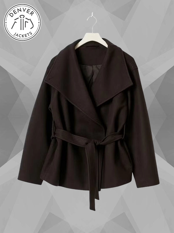 Gina Tricot High Neck Short Jacket Brown