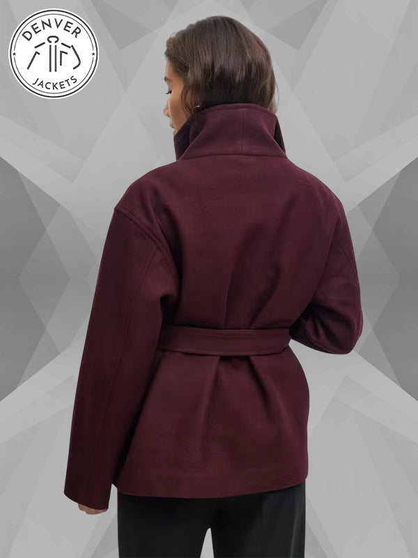 Gina Tricot High Neck Short Jacket In Purple