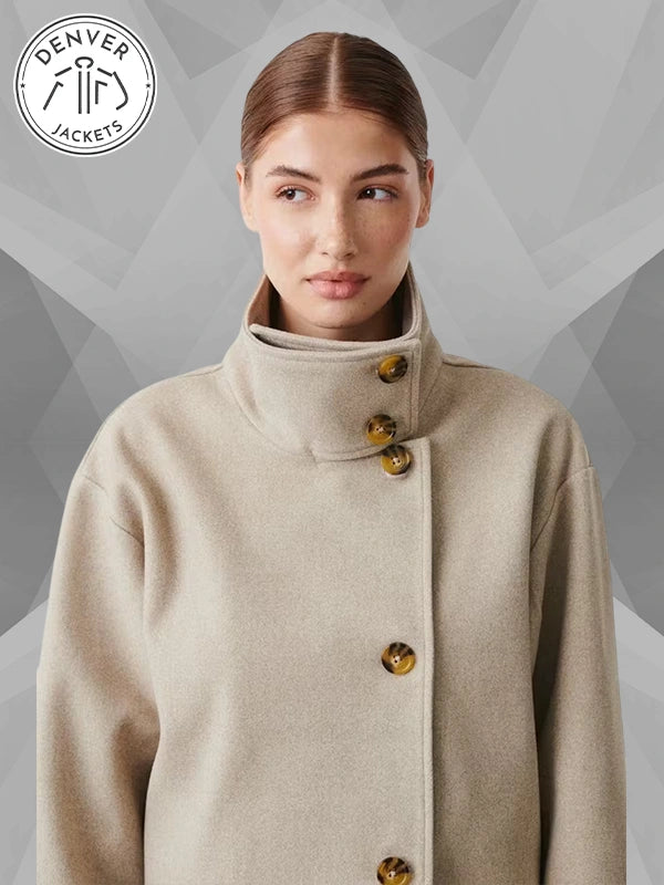 Gina Tricot Short Felt Beige Jacket