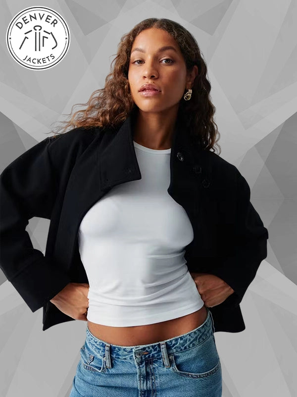 Gina Tricot Short Felt Jacket Black