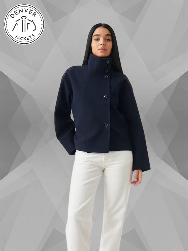 Gina Tricot Short Felt Jacket Blue