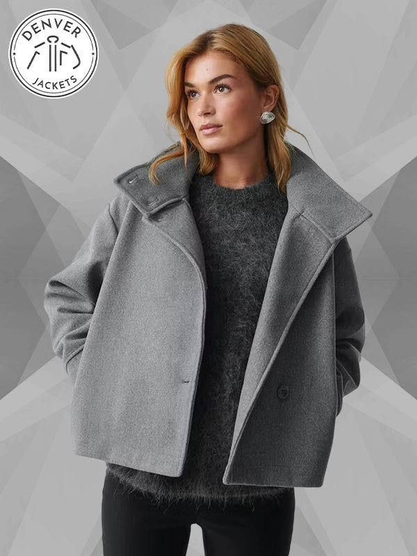 Gina Tricot Short Felt Jacket In Grey