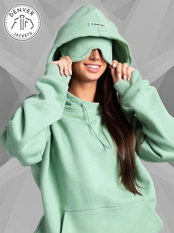 Green Comfort Airplane Hoodie With Eye Mask