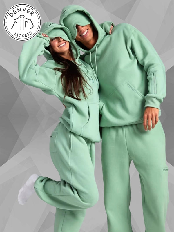 Green Comfort Airplane Travel Hoodie With Eye Mask