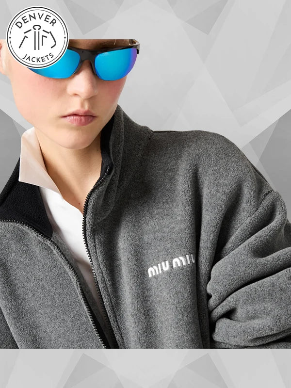 Grey Fleece Jacket Miu Miu