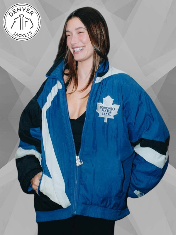Hailey Bieber Toronto Maple Leafs Jacket