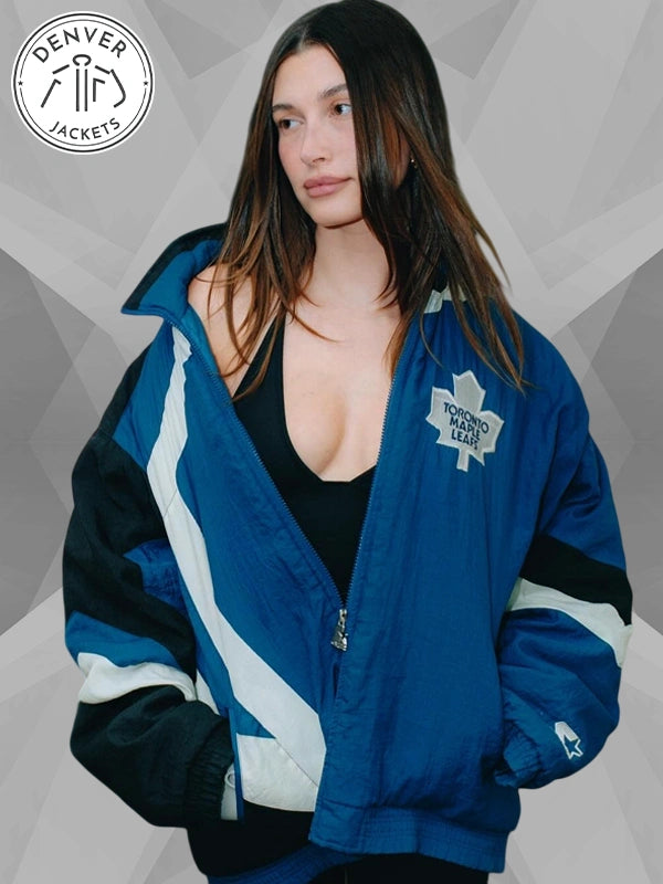 Hailey Bieber Toronto Maple Leafs Starter Jacket