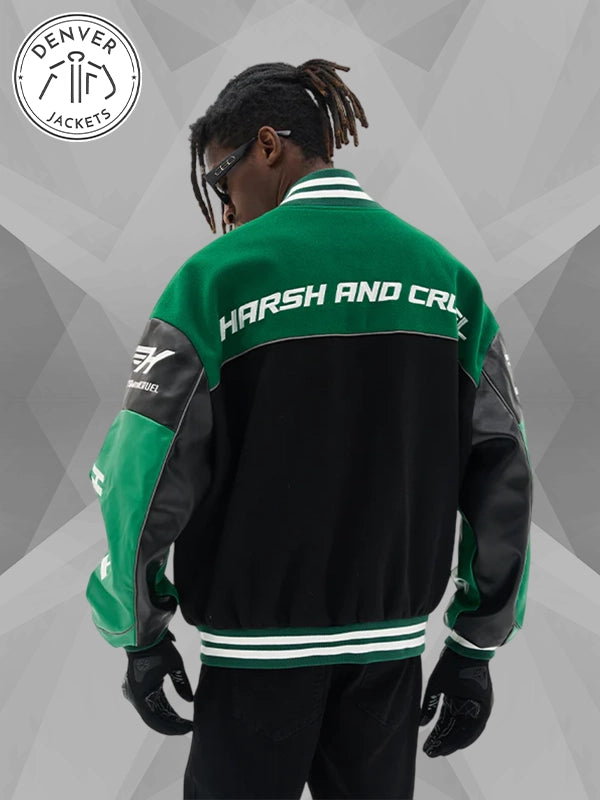 Harsh And Cruel Embroidered Racing Jacket Green