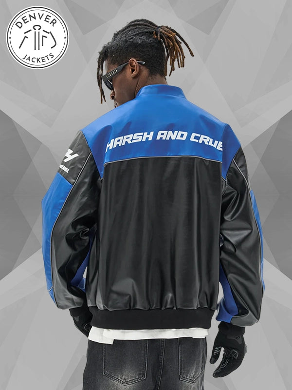Harsh And Cruel Racing Jacket Blue Leather