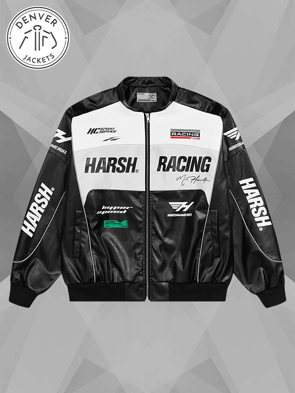 Harsh And Cruel Racing Leather Jacket Black