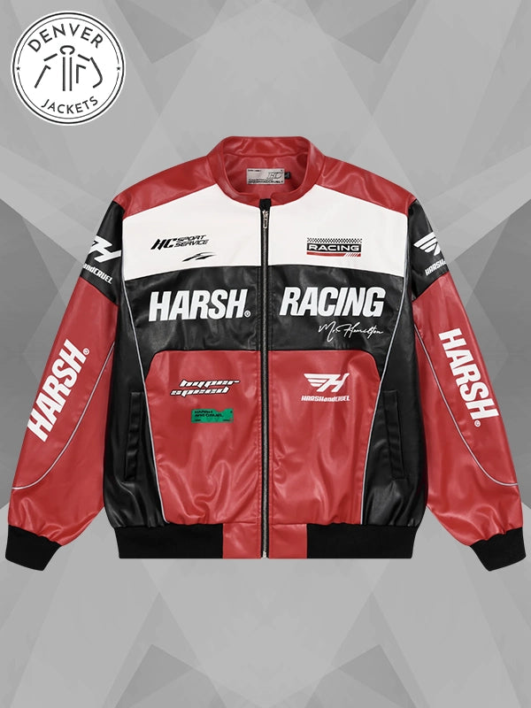 Harsh And Cruel Racing Leather Jacket Red