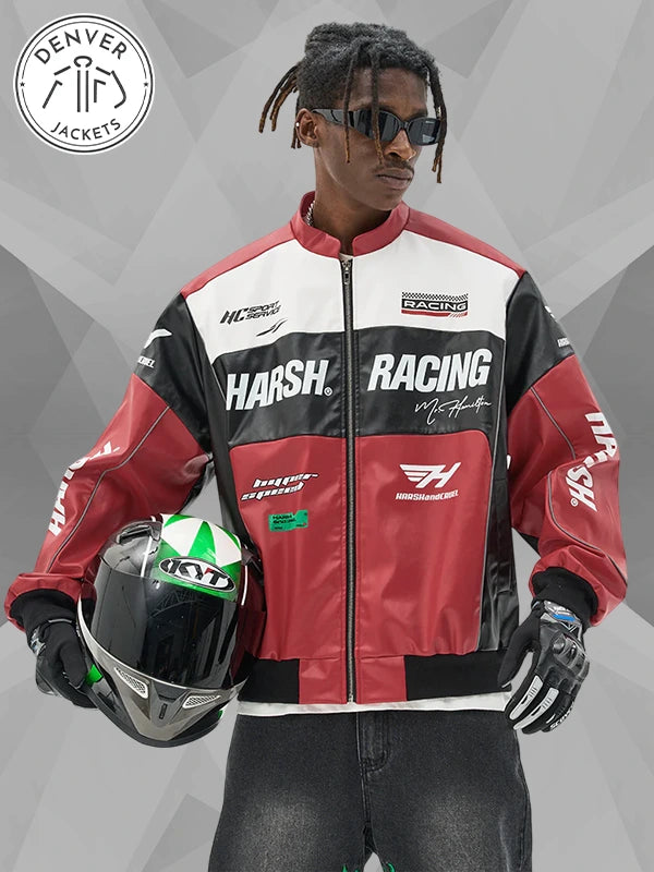 Harsh Racing Leather Jacket Red