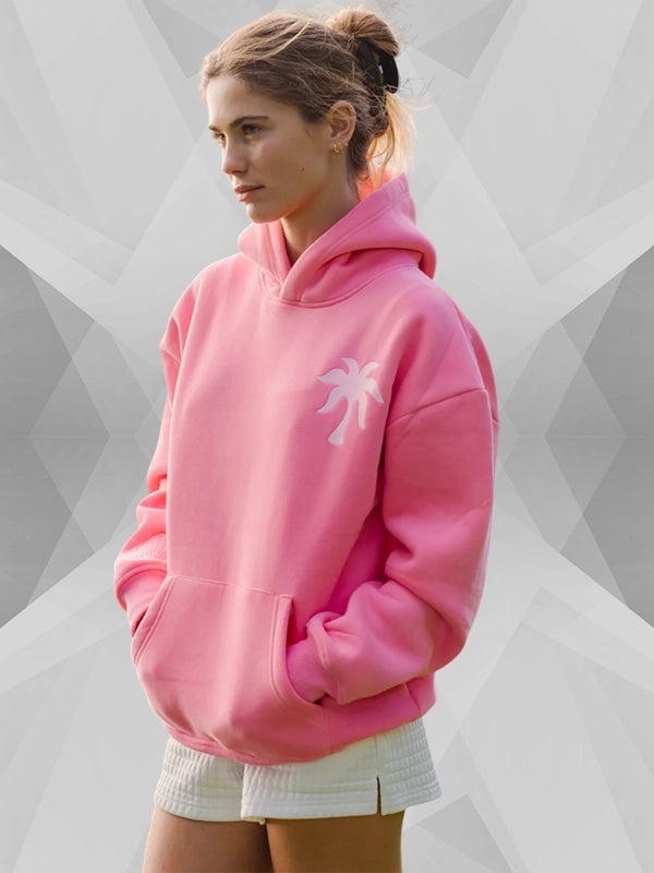 Hawaii Hibiscus Sonic Pink Hoodie Pink Palm Puff