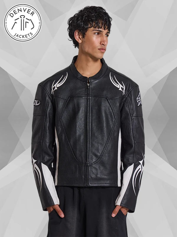 Jaded London Crash Leather Biker Jacket Black