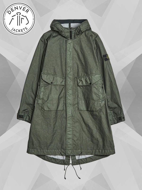 Jason Statham Stone Island Membrana Fishtail Green Coat