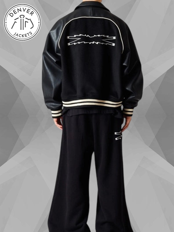 LE SSERAFIM x ZOZOTOWN Black Varsity Jacket
