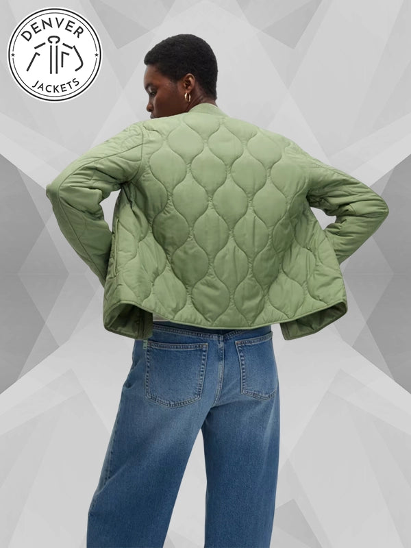 M&S Thermowarmth Quilted Bomber Jacket Green