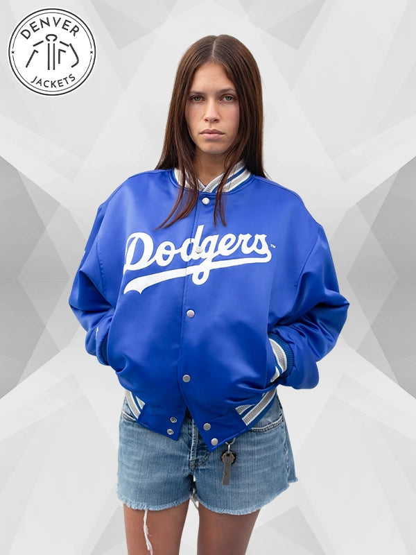 Madhappy Los Angeles Dodgers Blue Satin Baseball Jacket