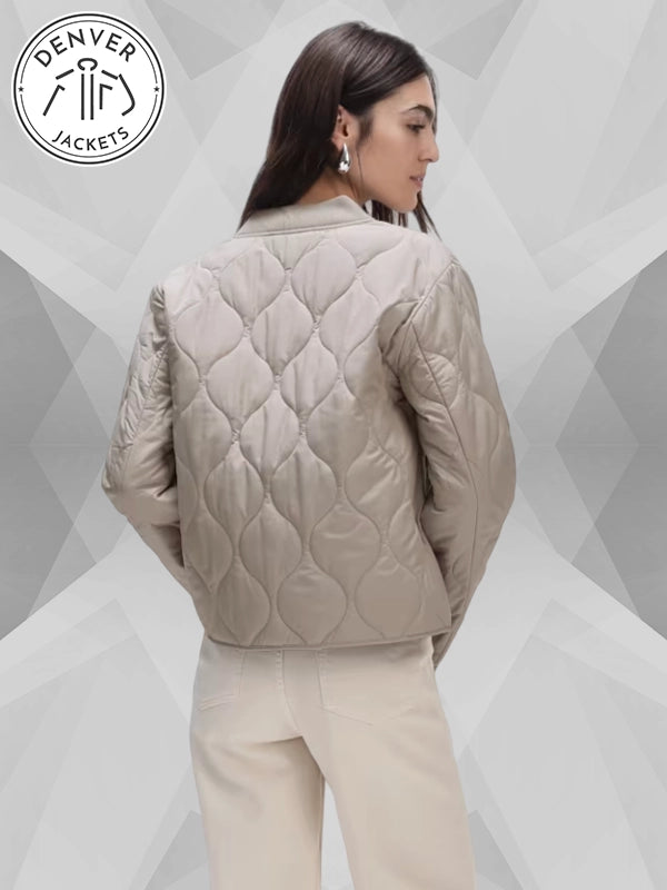 Marks and Spenser Thermowarmth Quilted Bomber Jacket Beige