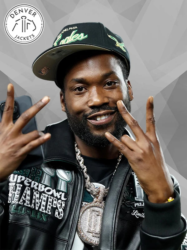 Meek Mill Pelle Pelle Eagles Leather Bomber Jacket