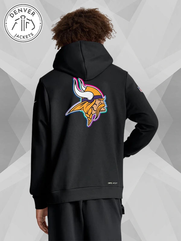 Men's Nike Black Minnesota Vikings 2025 NFL Crucial Catch Sideline Standard Issue Dri FIT Hoodie