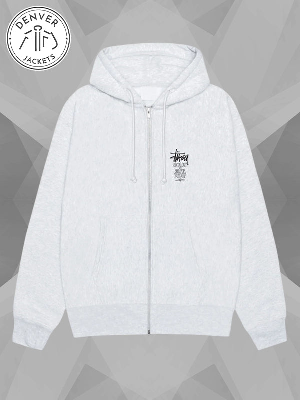 Men's Stussy Swim Out Zip Hoodie Heather Grey