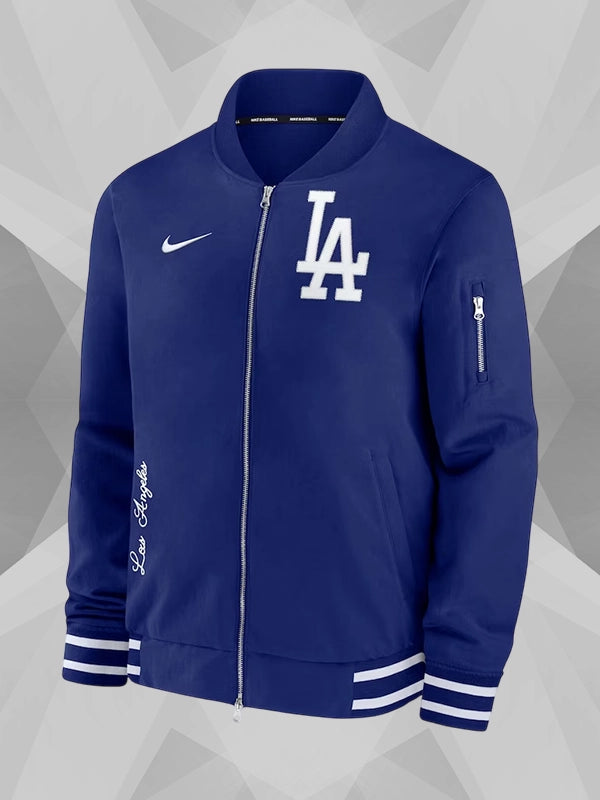 Mens Los Angeles Dodgers Nike Royal Authentic Collection Full Zip Bomber Jacket