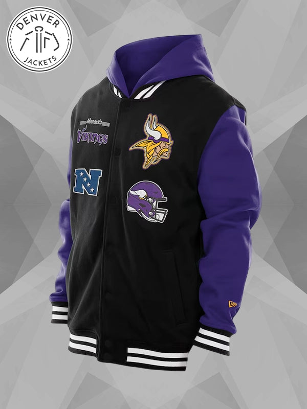 Minnesota Vikings New Era Hoodie Jacket Black Purple