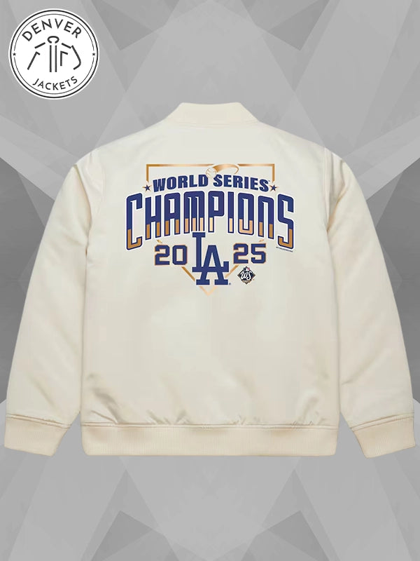 Mitchell Ness 2025 World Series Champions Los Angeles Dodgers Bomber Jacket White