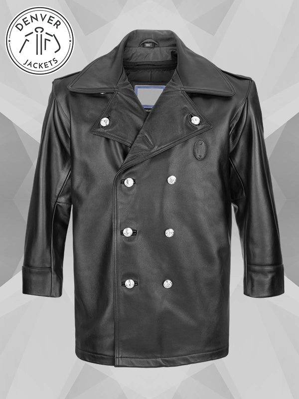 NYPD Cowhide Leather Long Jacket