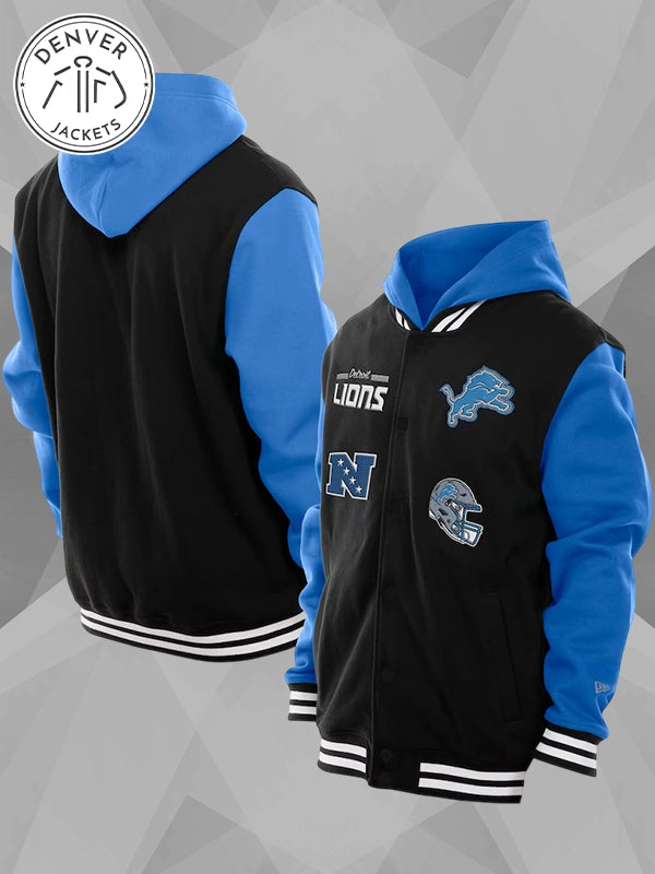 New Era Detroit Lions Hoodie Jacket Black