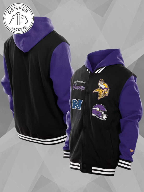 New Era Minnesota Vikings Hoodie Jacket Black Purple